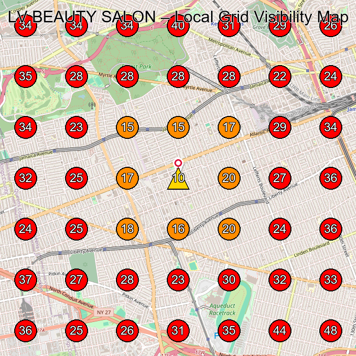 LV BEAUTY SALON GeoGrid visibility map for Centro De Estã©Tica in Richmond Hill